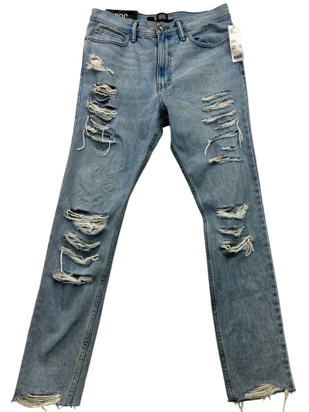 BDG Urban Outfitters Mens Distressed Skinny Jeans Denim Sz 33x32 Blue Light Wash